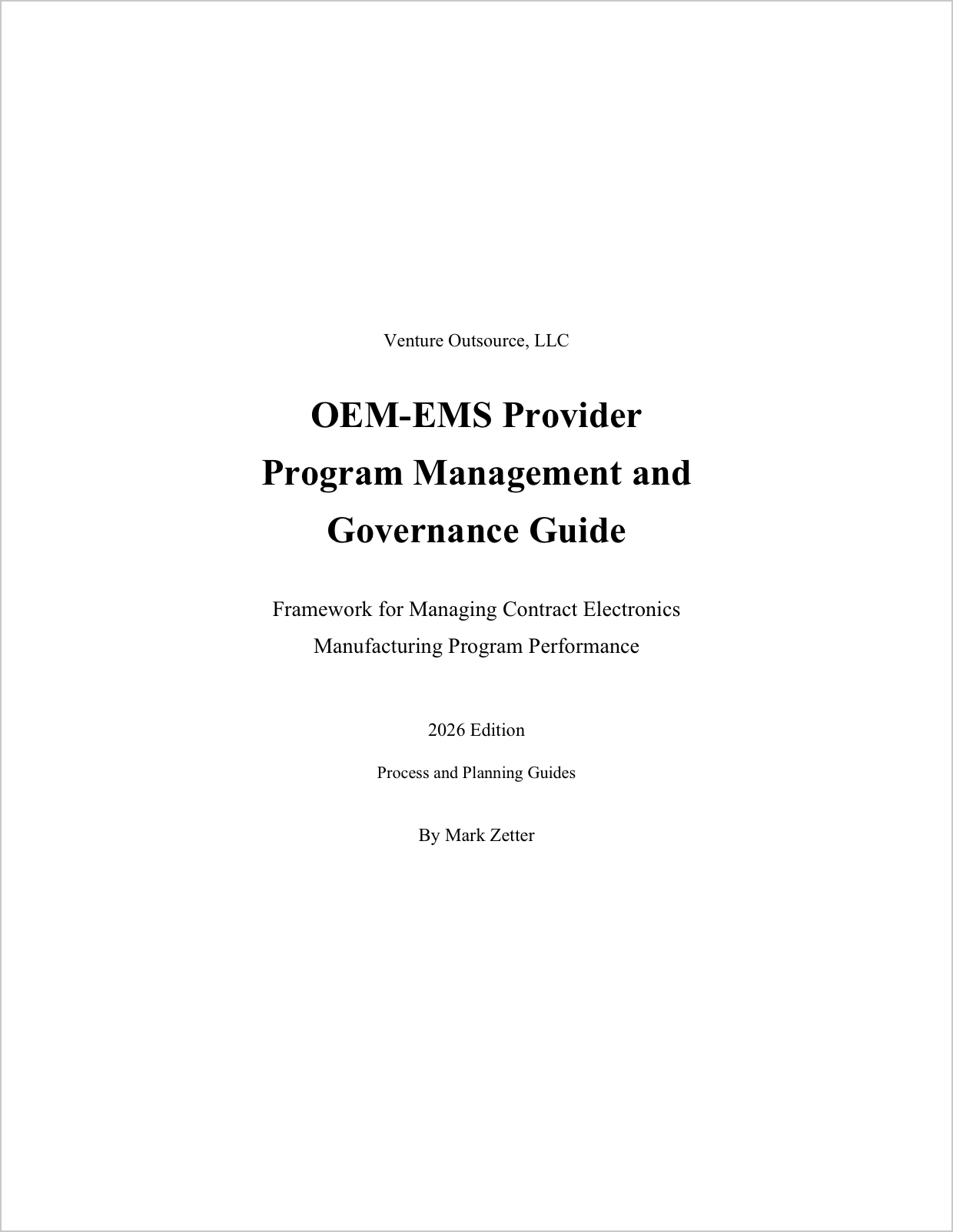 OEM-EMS Provider Program Management and Governance Guide