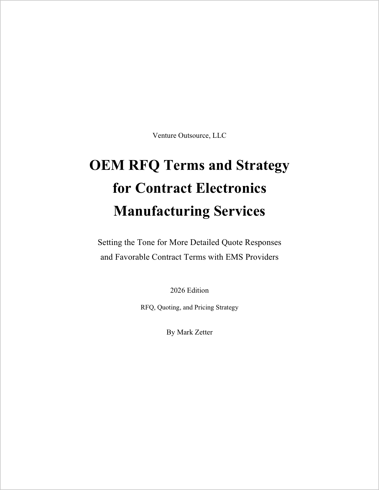 OEM RFQ Terms and Strategy for Contract Electronics Manufacturing Services