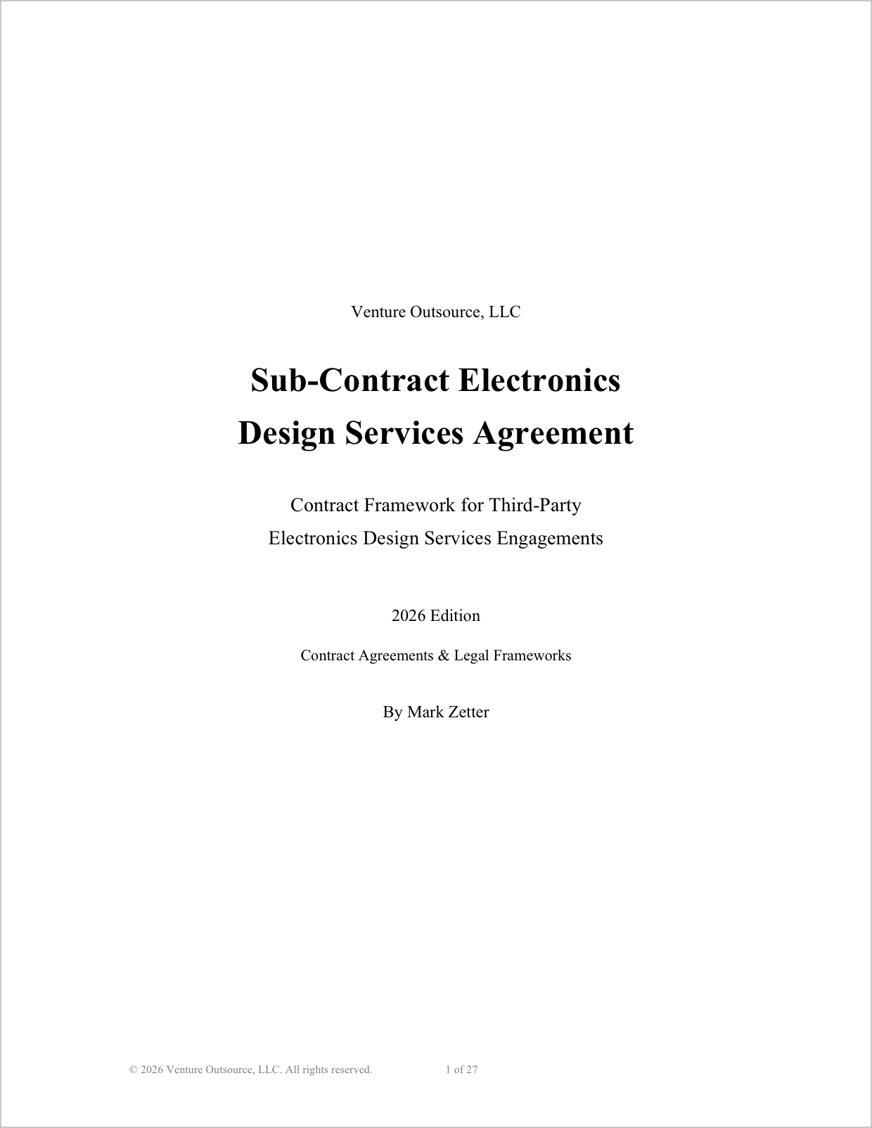 Sub-Contract Electronics Design Services Agreement